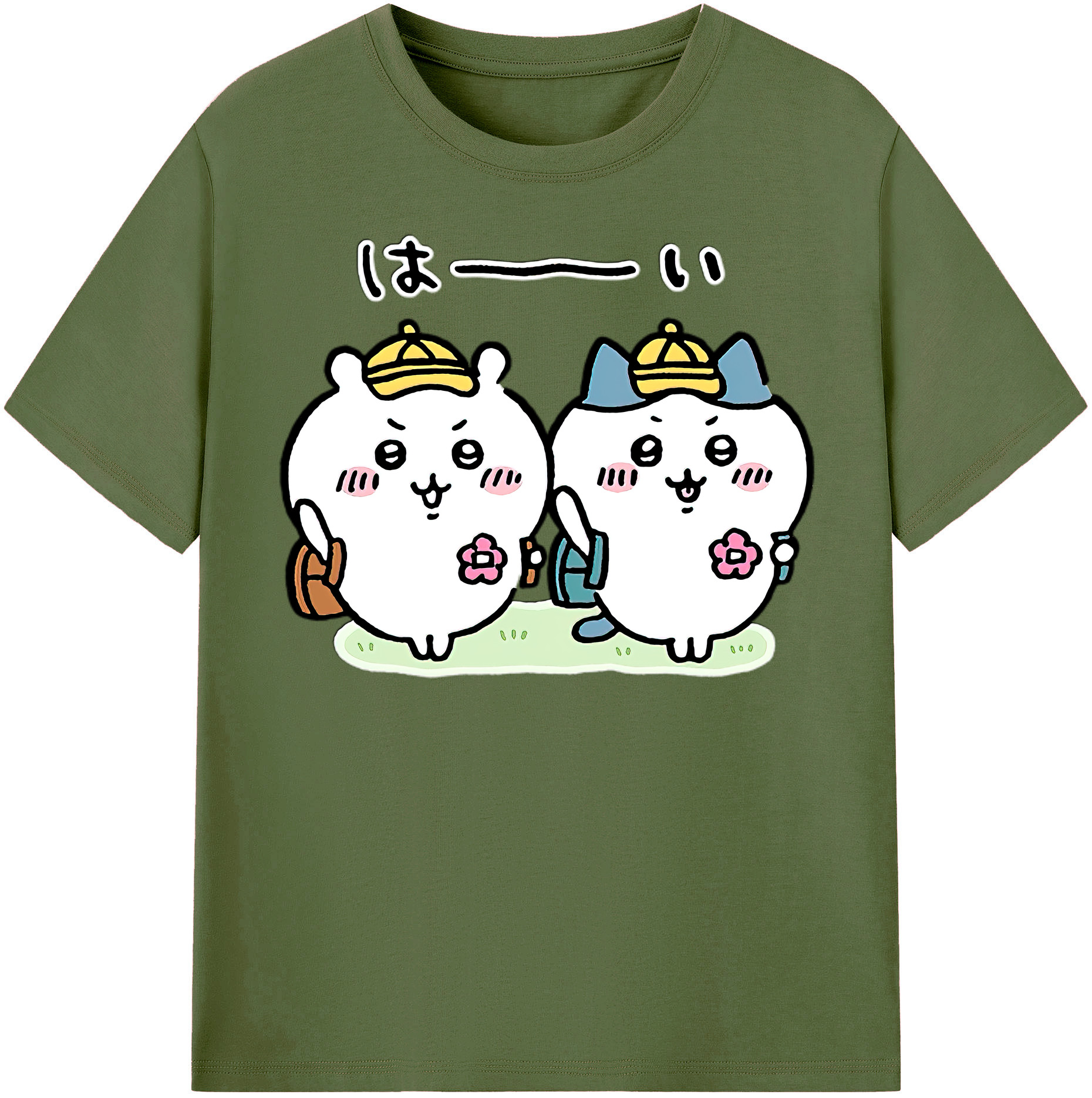 （画像用） ちいかわ ハチワレ Chii-kawa hachiware 綿100％半袖Tシャツ（フロントプリント）